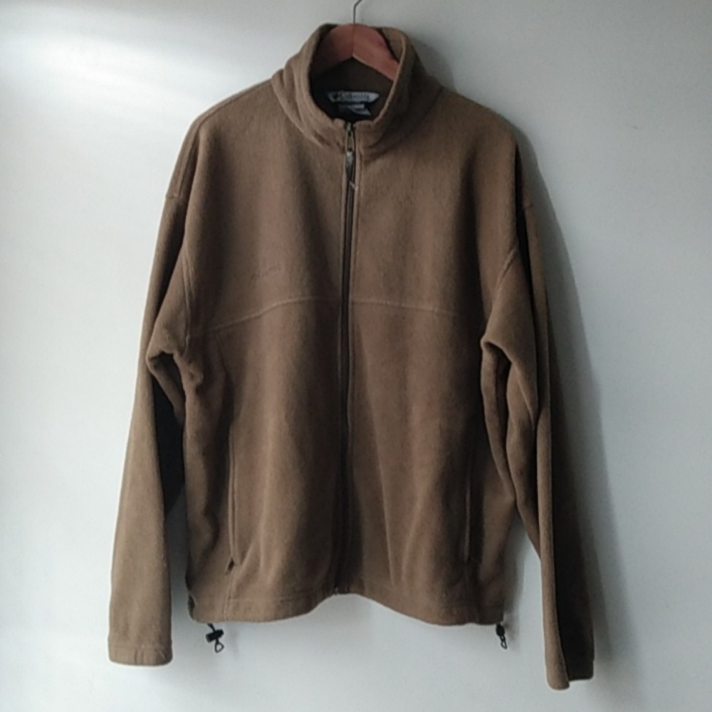 Men's fleece jacket, Sz XL, olivegreen zippered front pockets